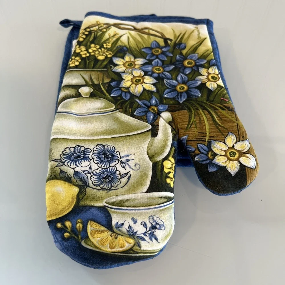 Kitchen Pot Holder  Oven Mitt‎ Set Vintage Franco Teapot
